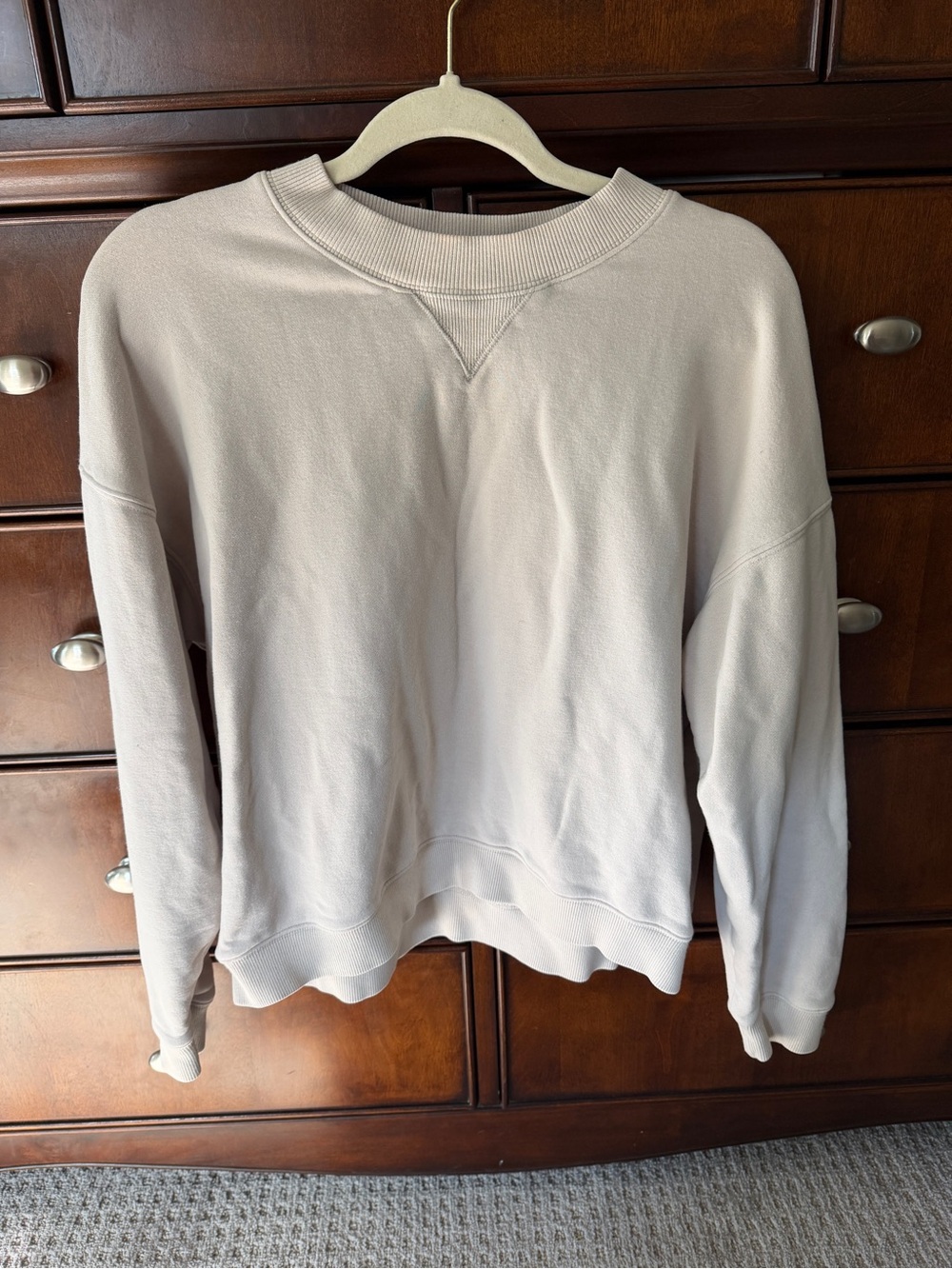 Vuori women’s Sedona Crewneck Sweatshirt in Light Beige